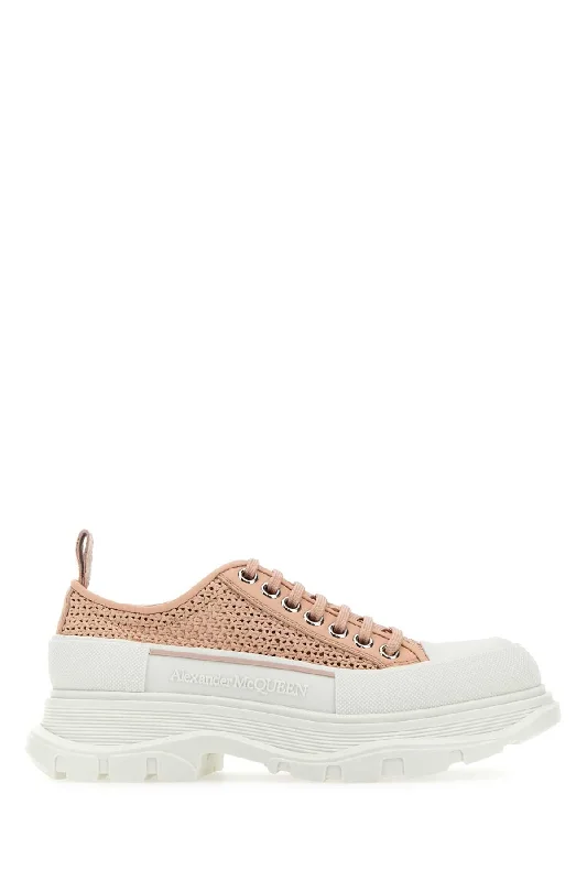 Shoes for mindful runs -ALEXANDER MCQUEEN Pastel Raffia Tread Slick Sneakers