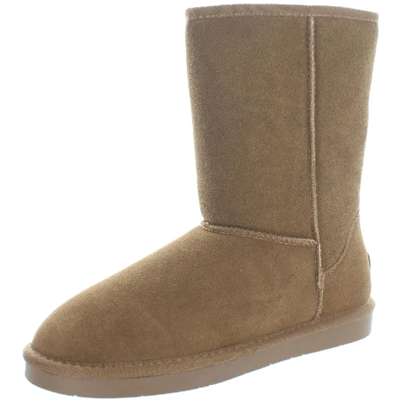 Boots with gentle sole cushioning -Aomais Womens Suede Wool Mid-Calf Boots