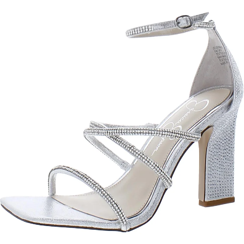 Affordable high heels for budget evenings-Jessica Simpson Womens Rhinestone Strappy Pumps