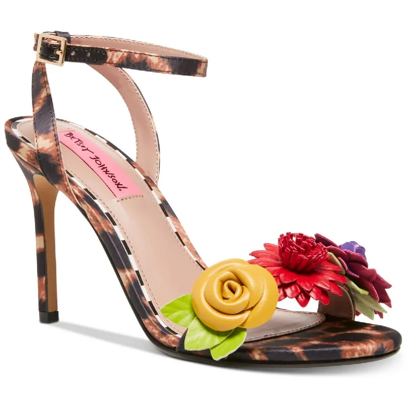 sandals for fashionable yet practical wear-Betsey Johnson Womens Fluer Embellished Flowers Heel Sandals