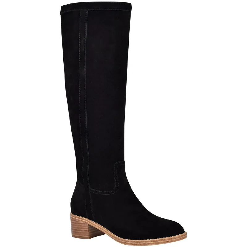 Boots with solid heel padding -Nine West Womens Caely Suede Block Heel Knee-High Boots