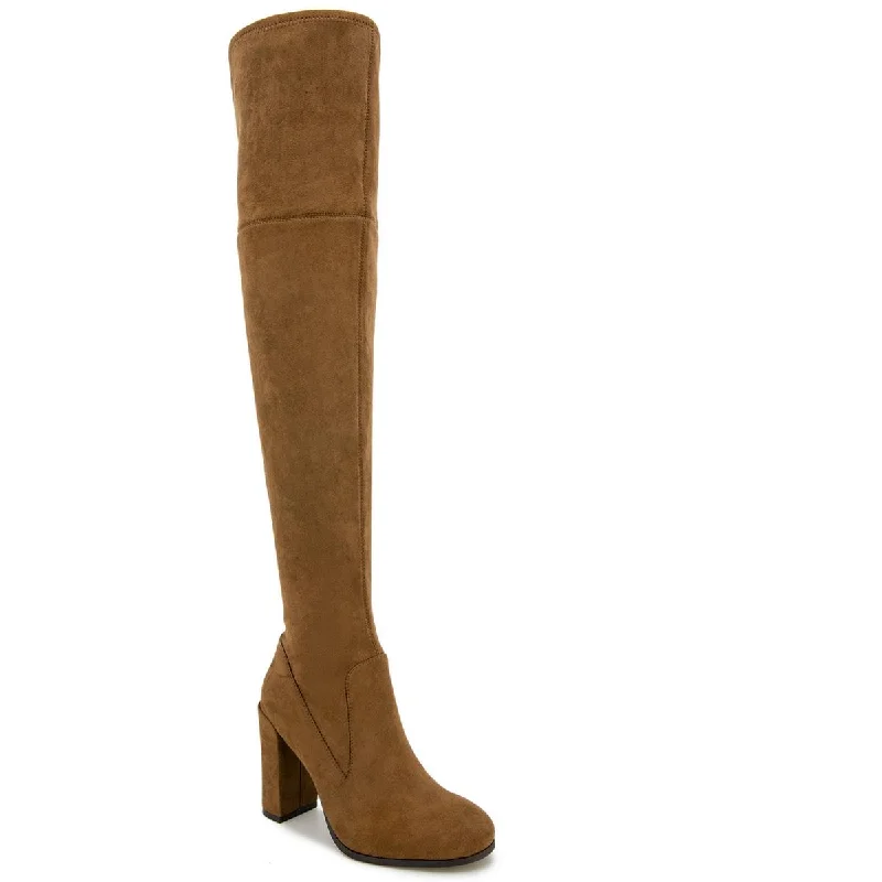 Boots with wispy sole fabrics -Kenneth Cole New York Womens JUSTIN Faux Suede Round toe Over-The-Knee Boots