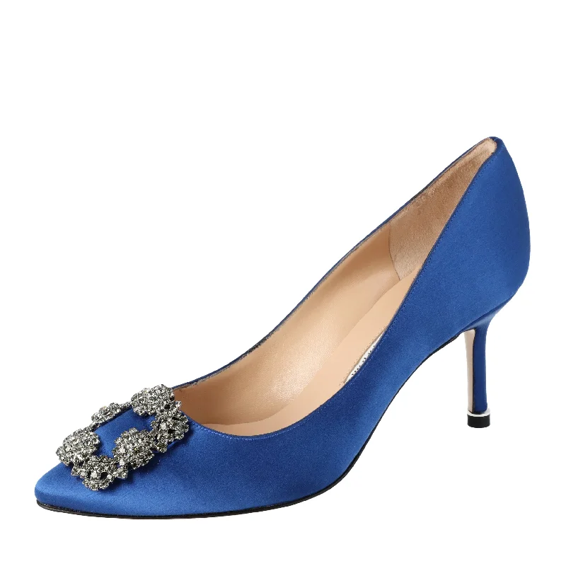 Comfortable high heels for night comfort-Manolo Blahnik Hangisi 070 Pump Blue