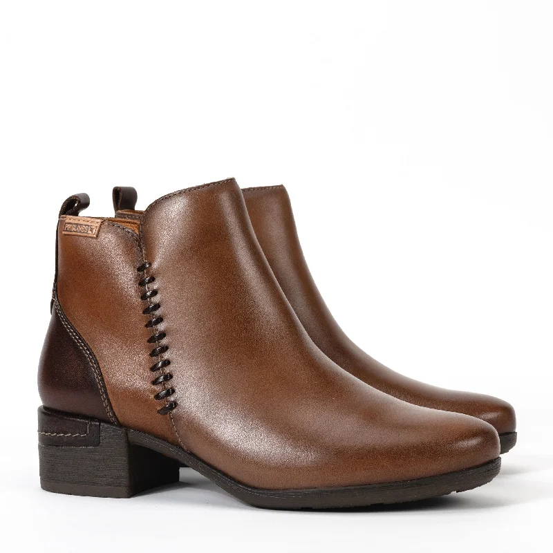 Boots with skid-resistant sole linings -MALAGA BOOTIE - TOPO - LEATHER