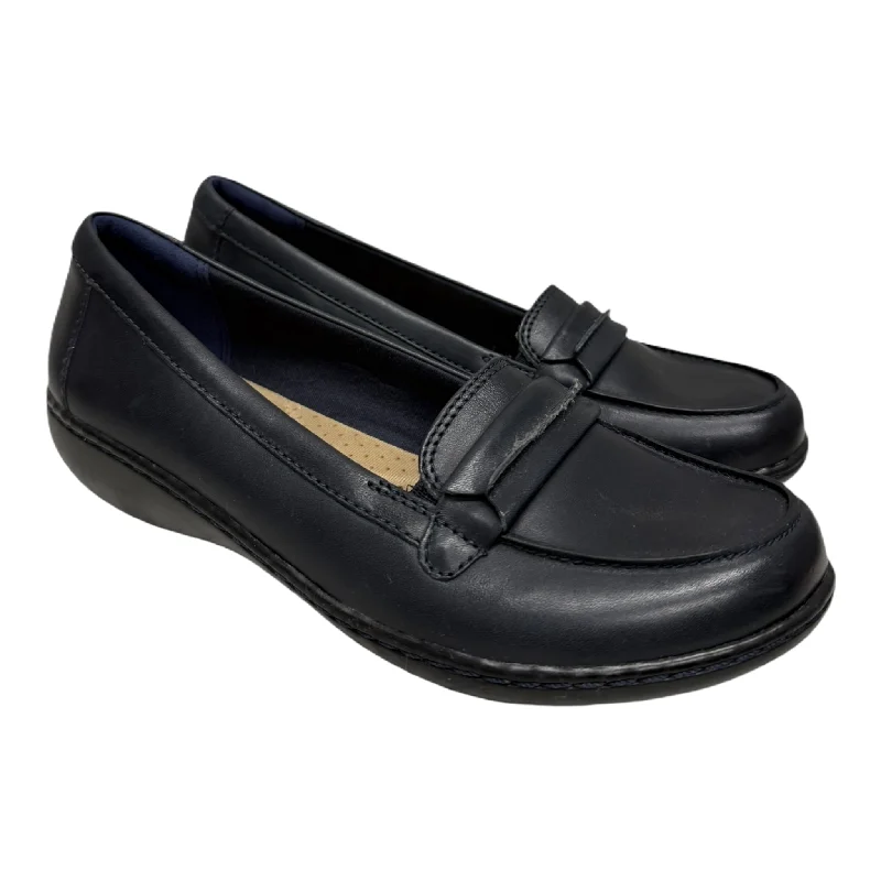 Flats with springy sole cushioning -Shoes Flats By Clarks In Blue, Size: 8.5