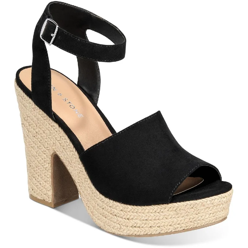 sandals for daily wear-Sun + Stone Womens Fey Faux Suede Ankle Strap Heels