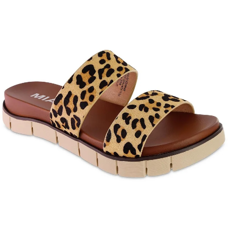 sandals for beach days and picnics-Mia Womens Elori-P Animal Print Slip Slide Sandals