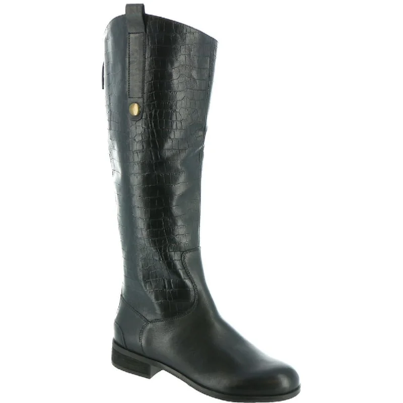 Boots with satin-soft padding -Array Womens Derby Leather Knee-High Riding Boots