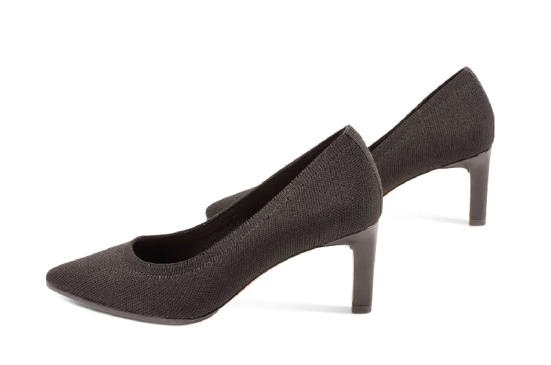 Lightweight high heels for sunny nights-Rocker Heeled Pump In Black Knit