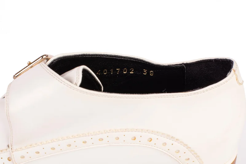 Comfortable high heels for relaxed nights-Stella McCartney White Elyse Wedge Platform Brogues