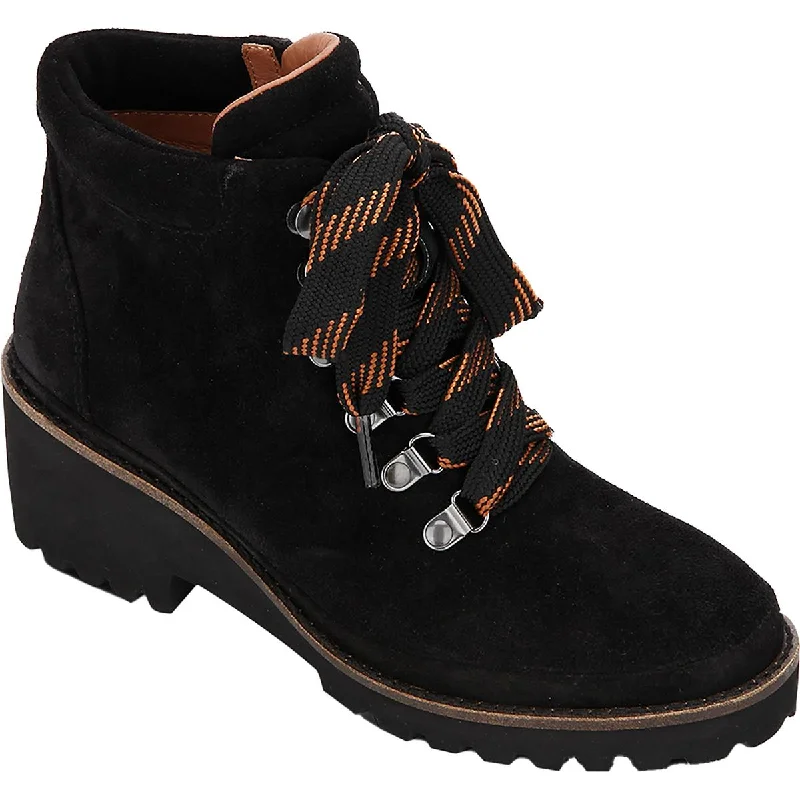 Boots with steady heel support -Gentle Souls Womens Suede Lace-Up Combat & Lace-Up Boots