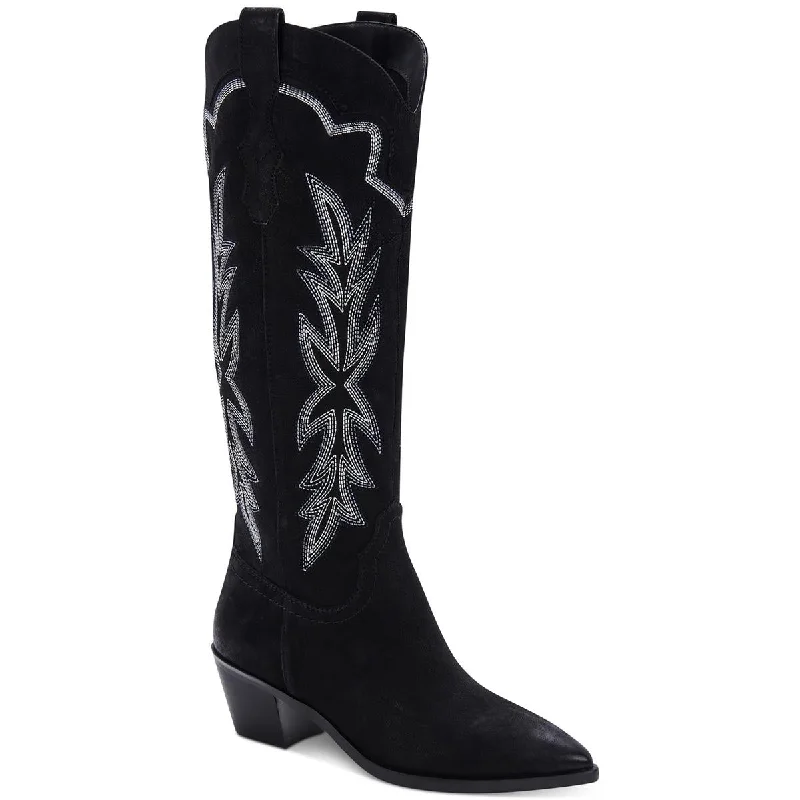 Boots with cushy sole linings -Dolce Vita Womens Shiren Embroidered Tall Cowboy, Western Boots