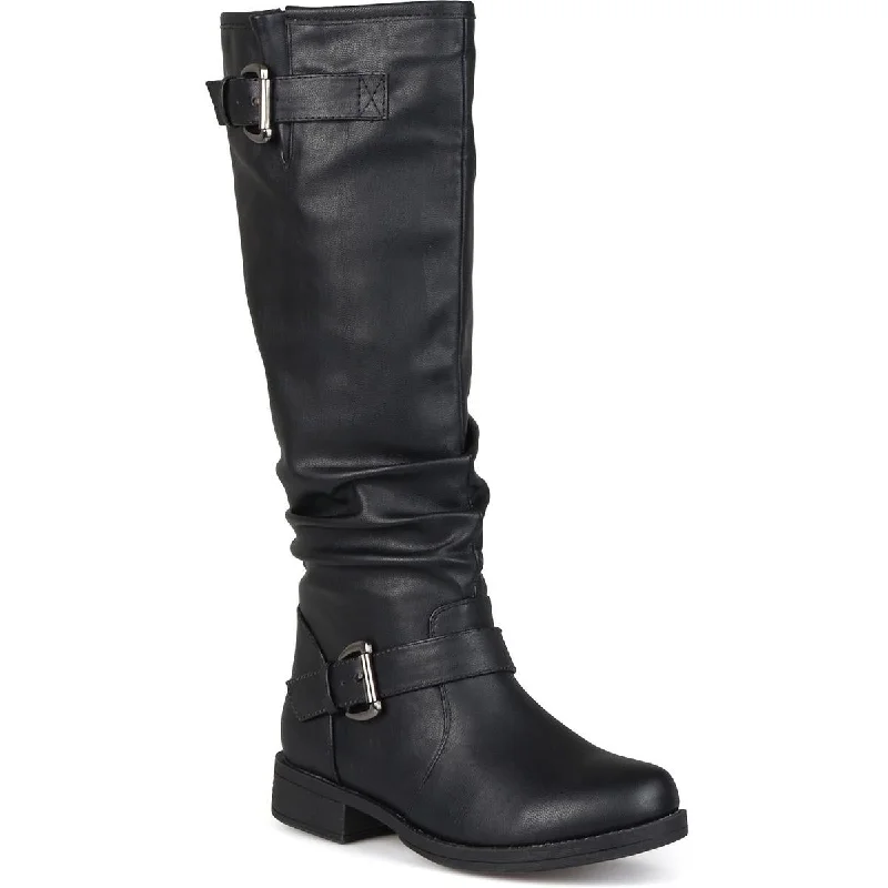 Boots with gossamer-light padding -Journee Collection Womens Faux Leather Round Toe Knee-High Boots