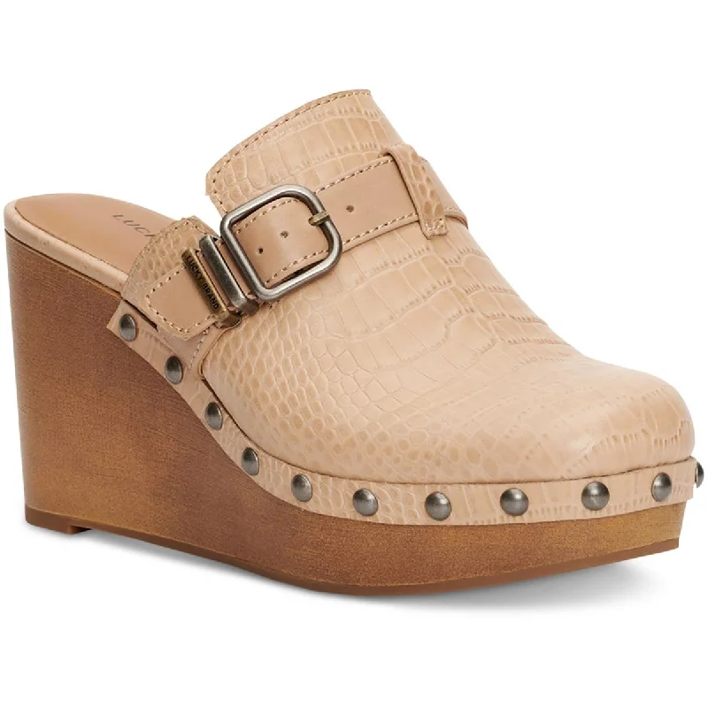 comfortable sandals for holiday trips-Lucky Brand Womens Zilkio Buckle Slip On Platform Heels