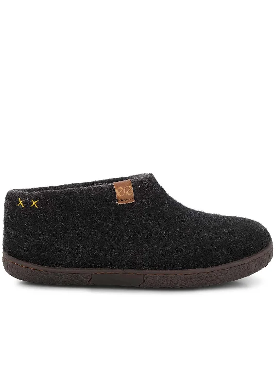 Slippers with slim beds -Wool by Green Unisex Pumori Rubber Sole Open Heel Slippers