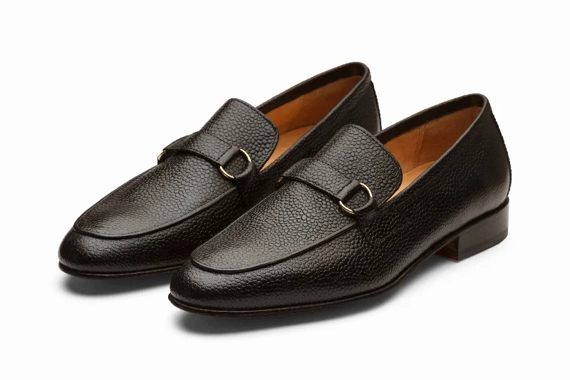 Durable loafers for daily evenings-Lorenzo Leather Loafers - Black Grain