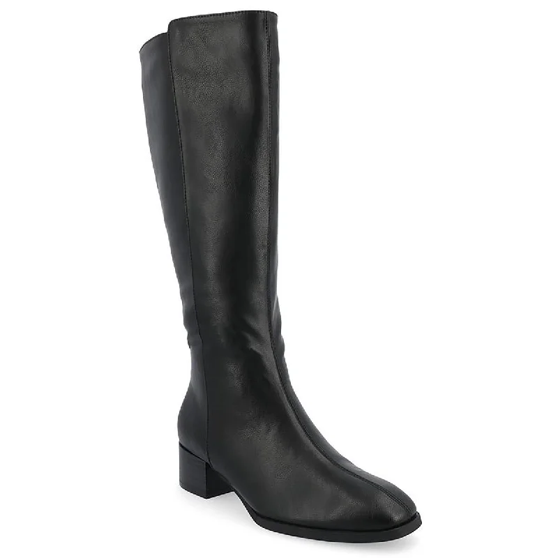 Boots with curved toe designs -Journee Collection Womens DEVRI Faux Leather Square toe Knee-High Boots