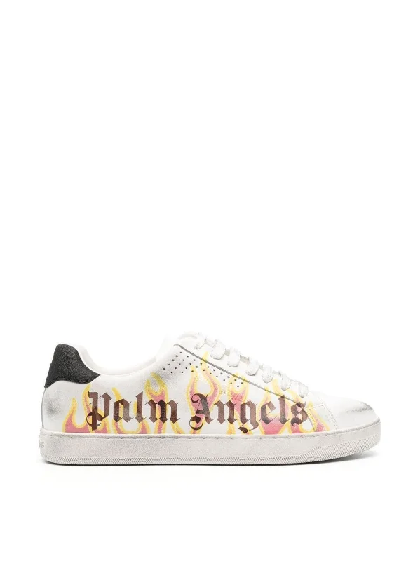 Shoes for cold dashes -PALM ANGELS Flame Logo Sneakers for Men