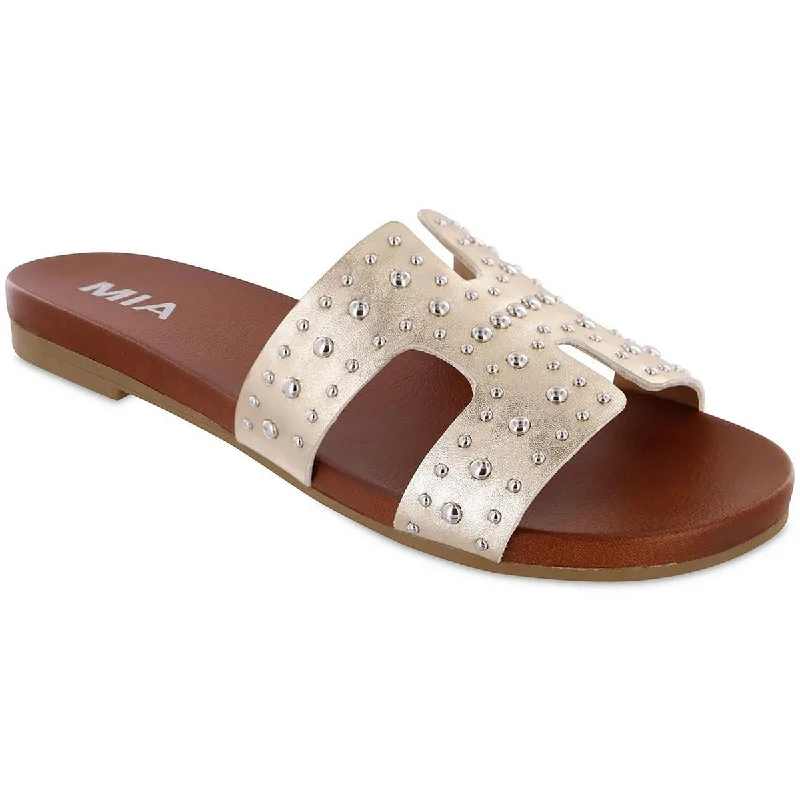 sandals with soft leather material for comfort-Mia Womens DIA Woven Slip on Flatform Sandals