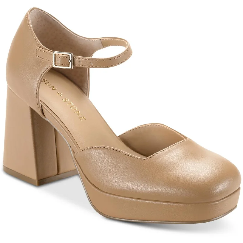 sandals for hot summer months-Sun + Stone Womens Viennaa Patent Square Toe Mary Jane Heels