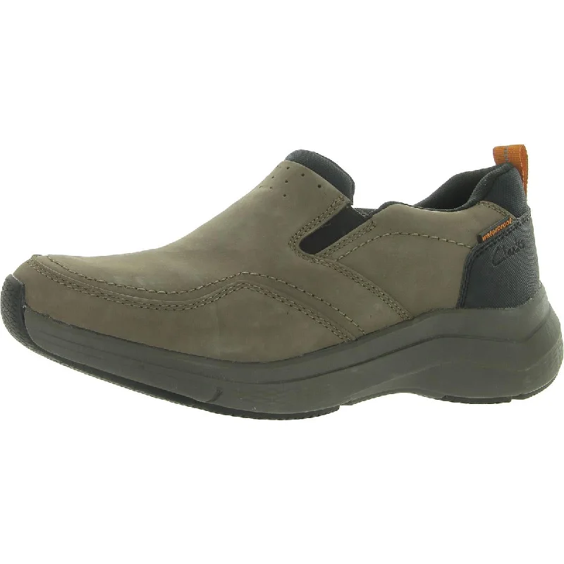 Shoes with tacky soles -Clarks Mens Wave 2.0 Edge Leather Slip On Casual And Fashion Sneakers