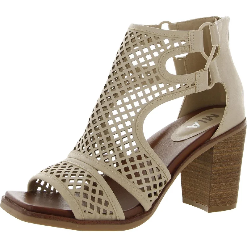 sandals with water-resistant material for the pool-Mia Womens Yana Faux Leather Gladiator Block Heels