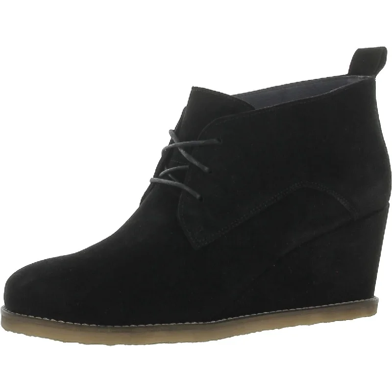 Boots with vivid heel textures -Unity in Diversity Womens Val Suede Lace-Up Wedge Boots