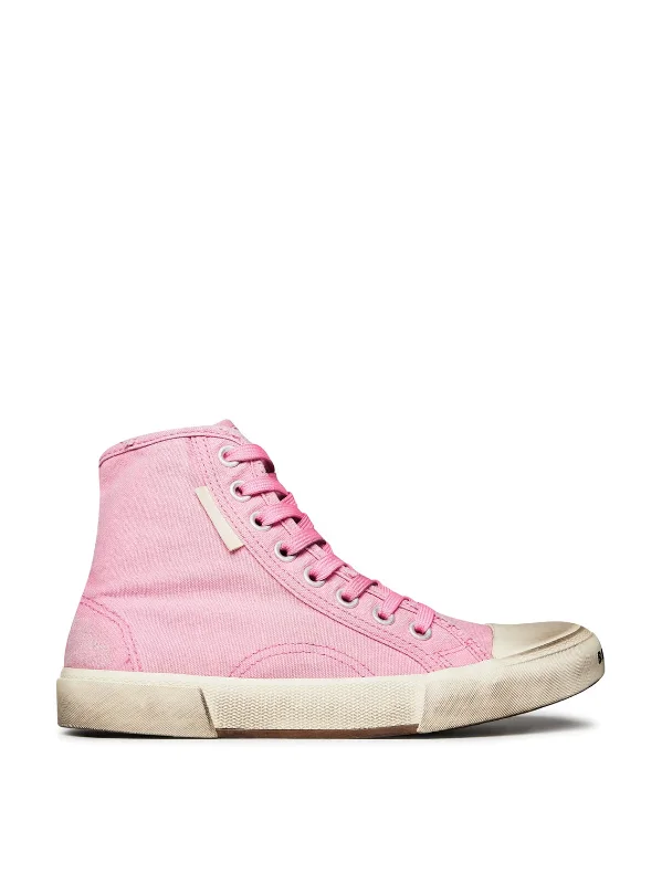 Loud shoes for team spirit -BALENCIAGA Destroyed Fabric Hi-Top Sneakers for Women - FW24