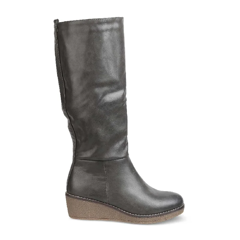 Boots with bright frost bursts -The Alavus Grey Women's Knee-length Boots Tresmode