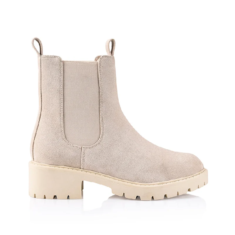 Boots with generous toe room -Jalapeno Chelsea Combat Boots  - Bone Micro