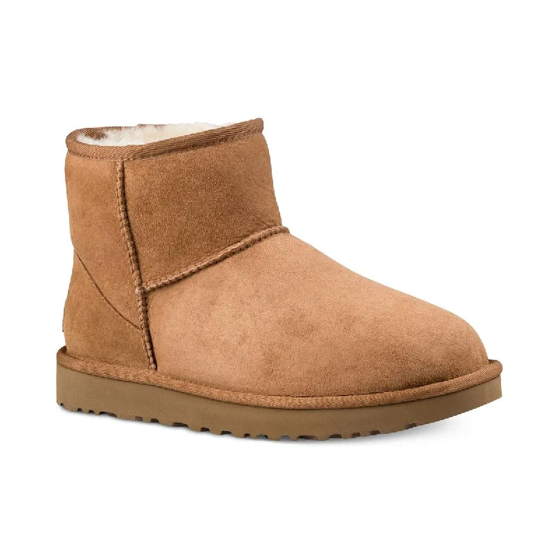 Boots with tough sole fabrics -Ugg Women's Classic Mini II Water Resistant Suede Wool Slip On Low Boot