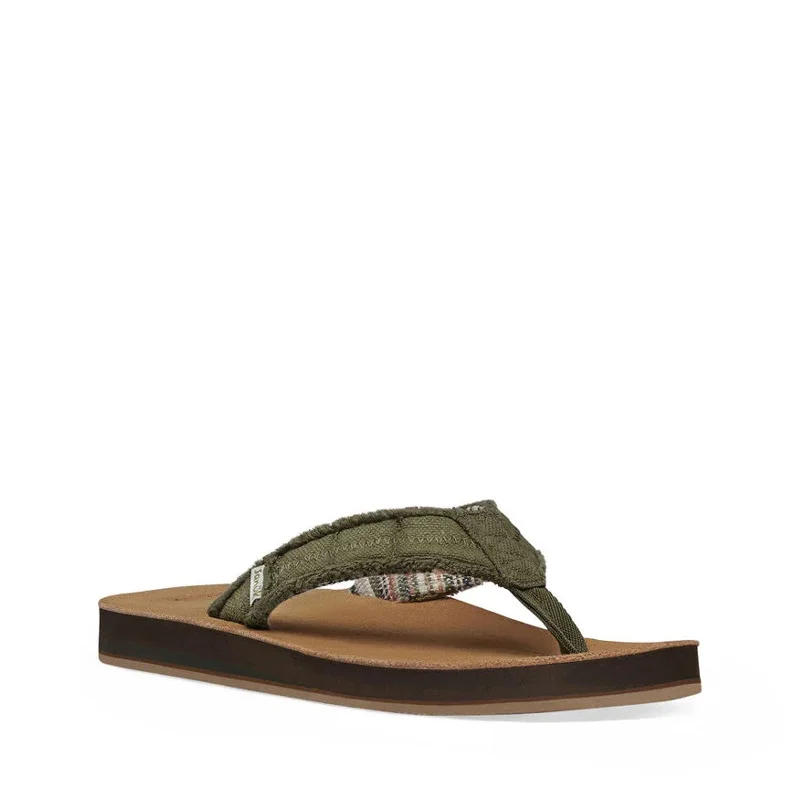 sandals with bead detail-Men's Shoes Sanuk FRAID NOT SOFT TOP Casual Flip Flop Sandals 1116736 DARK OLIVE