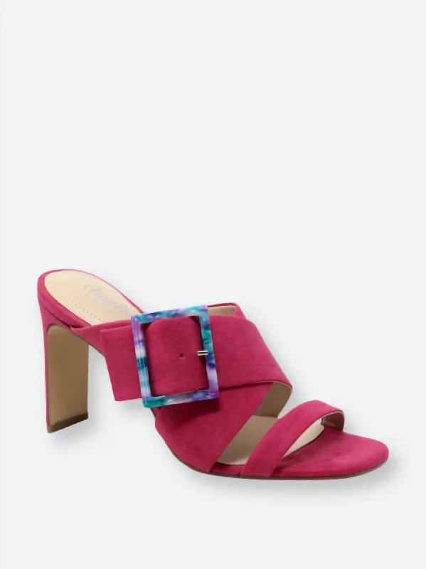 Slip-on high heels for quick nights-Gleam Block Heel In Magenta