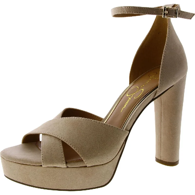 Soft high heels for warm nights-Jessica Simpson Womens Irbella Microsuede Pumps Ankle Strap