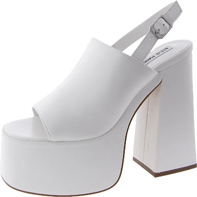 Durable high heels for daily evenings-Gadget Womens Faux Leather Open Toe Platform Heels