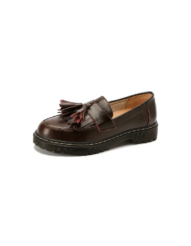 Affordable loafers for budget nights-Round Head Tassel Loafers for Women