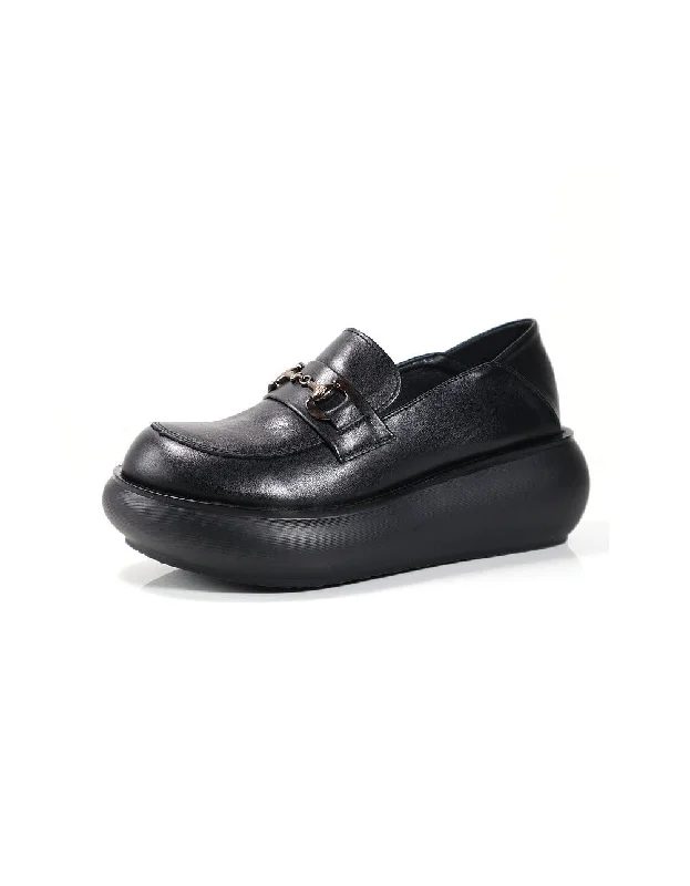 Premium loafers for upscale nights-Rounded Head Comfortable Sole Platform Loafers