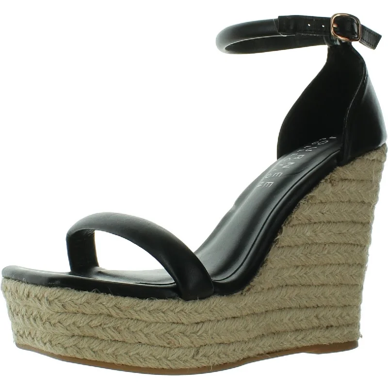 sandals with arch support-Journee Collection Womens   Faux Leather Ankle Strap Espadrille Heels