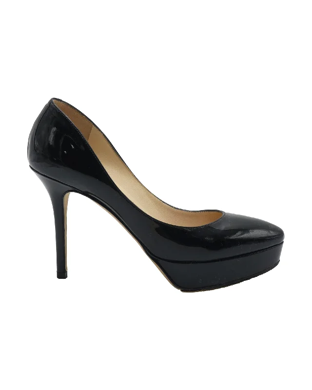 Durable high heels for busy evenings-Jimmy Choo Platform Pumps in Black Patent Leather