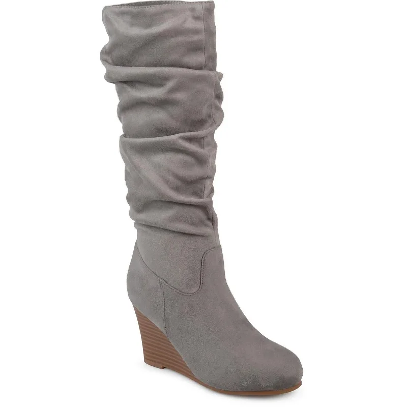 Boots with dense heel padding -Journee Collection Womens Haze Faux Suede Wide Calf Mid-Calf Boots