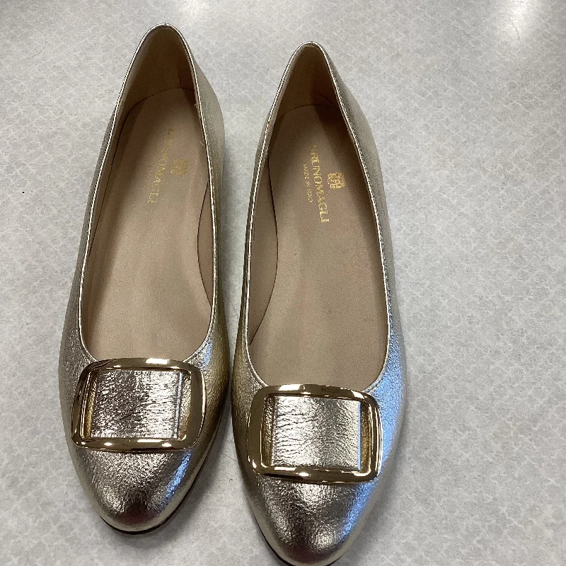 Flats with standout logo imprints -Shoes Flats By Bruno Magli Shoes In Gold, Size: 8.5