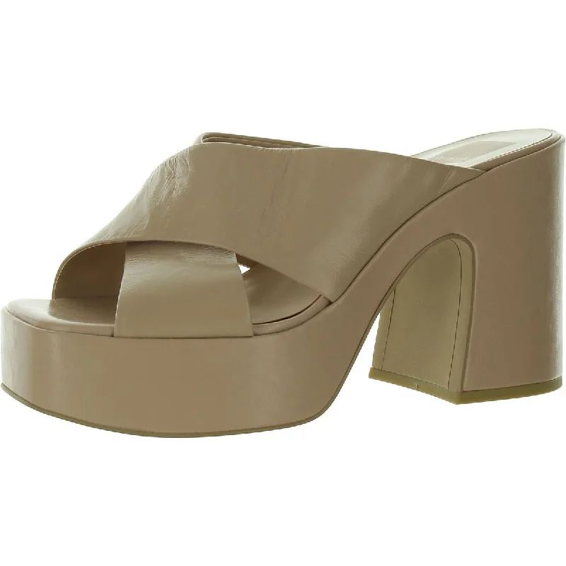 Trendy high heels for modern nights-Womens Faux Leather Criss-Cross Slide