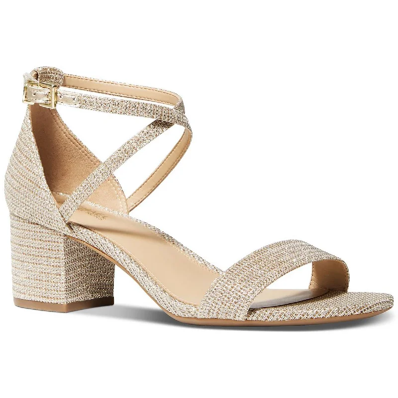 sandals with unique embellishments-MICHAEL Michael Kors Womens Serena Flex Sandal Strappy Glitter Ankle Strap