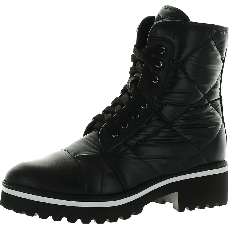 Boots for golden frost walks -All Black Womens Puffy Lugg Ankle Outdoors Combat & Lace-up Boots