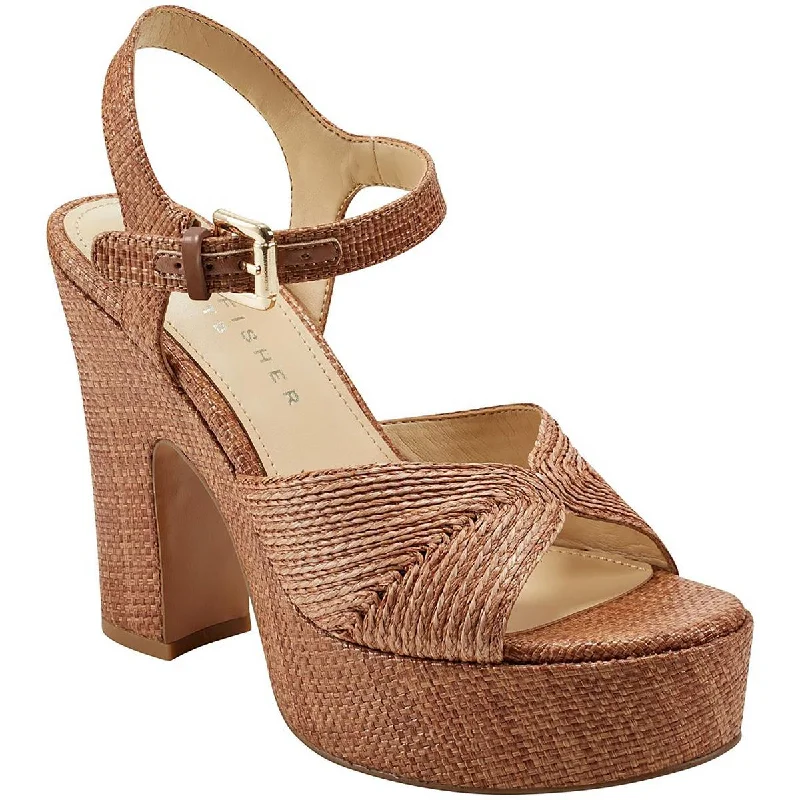 sandals for running errands comfortably-Marc Fisher LTD Womens Starla Open Toe Block Heel Platform Heels