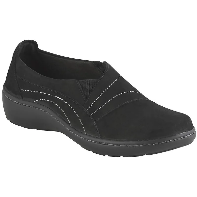 Shoes for cold dashes -Clarks Womens Cora Edge Leather Lifestyle Slip-On Sneakers