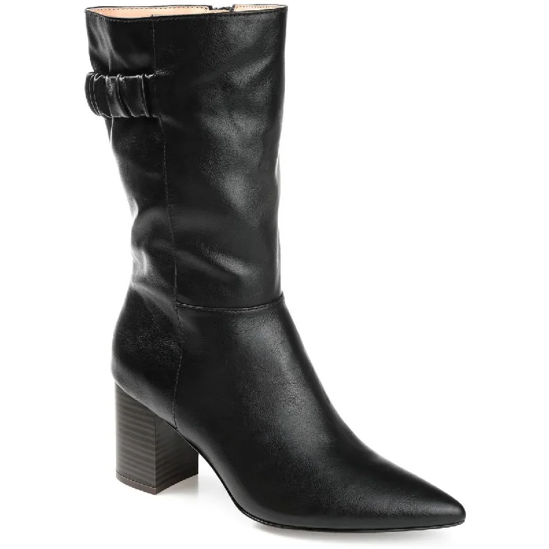 Boots for indoor frost strolls -Journee Collection Womens WIlo Faux Leather Padded Insole Mid-Calf Boots