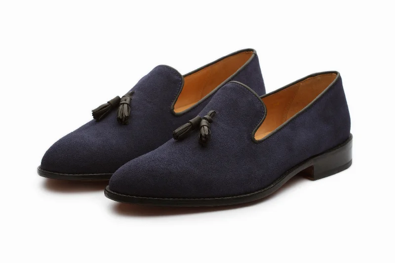 Cheap loafers for simple evenings-Tassel Loafers - Navy Suede