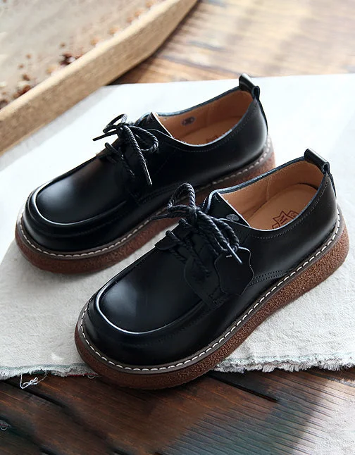 Breathable loafers for warm nights-Autumn Platform Retro Lace-up Loafers