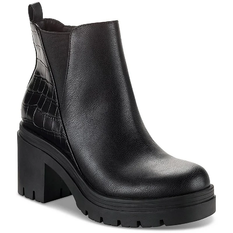 Boots for indoor snow scenes -Sun + Stone Womens Veronikaa Faux Leather Block Heel Chelsea Boots